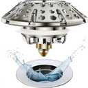 AzWzz Bathtub Drain Stopper, Pop Up Tub Stopper Plug with Bathtub Drain Hair Catcher Cover, Universal for 1.45 in to 1.8 in Tub Drain, Brushed Nickel