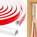 Pack of 2, 23ft Weather Stripping Door Seal, Silicone Weather Stripping Self Adhesive Door Seal Strip for Door Frame/Window (White 3/8"(W)×1/4"（T) ×23ft(L)