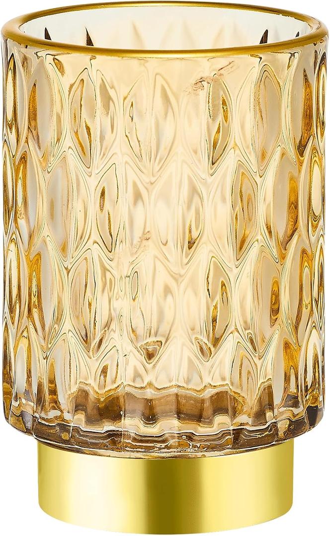 Makeup Brush Holder Organizer,Toothbrush Holders,Desk Pen Pencil Holder,Multifunctional Vintage Glass Brush CupA39-2-US (Gold)