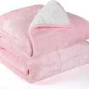 Alomidds Sherpa Fleece Weighted Blanket for Adult,12 lbs Twin Size Weighted Blankets with Ultra-Soft Fleece and Cozy Thick Warm Sherpa,Fluffy Flannel Heavy Blanket for Sofa Bed,48 x 72 inches,Pink