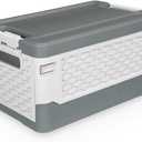 TOPCJ Foldable Storage Bins with Lids,Closet Organizer,Stackable Plastic Storage Containers with Secure Latching Buckles,Perfect Organization for Home,home Office(Grey)