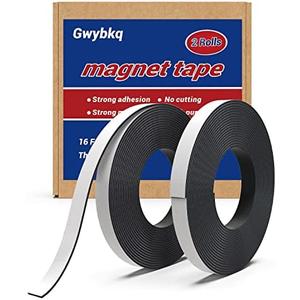 Magnetic Tape 2 Rolls 32ft Magnets with Strong Adhesive Backing Anisotropic Flexible Magnetic Strip(1rolls 16 feet x 1/2" Wide x 1/16" Thick)