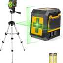 Laser-Level-with-Tripod, Green Cross Line Laser with Tripod Self-Leveling, Lazer Leveler Tool for Picture Hanging Construction Floor Tile Wall Home Renovation, Indoor Project, Battery Included