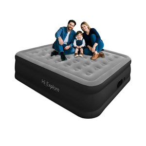 Air Mattress Queen with Built in Pump Raised, with Comfort Plush, Portable Air Bed for Home, Guests, Camping,(Grey, 22” Height)