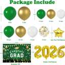 Graduation Decorations Class Of 2026: Green and Gold 2026 Graduation Decorations Balloon Arch Kit Congrats Grad Backdrop 136PCS Party Supplies for High School & College Celebrations