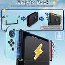 CMANBAH Dockable Protective Hard Cover for Nintendo Switch 2 2025, Slim Shell Skin Case Set for Switch 2 Accessories, 1 Screen Protector&6 Thumb Grips, Supports Kickstand Use and Charging Dock, Blue