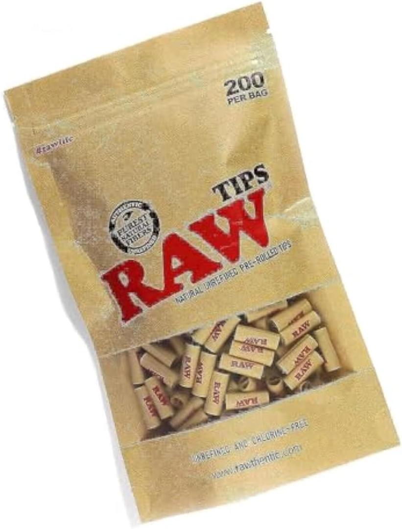 RAW Natural Unrefined Pre-Rolled Filter Tips - 1 Bag of 200 Tips