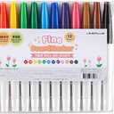 LINEPLUS Fine Board Marker Set  12 Essential Colors, 2mm Fine Tip, Slim Body Dry-Erase Whiteboard Markers  Smooth Writing & Easy Erase