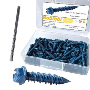 1/4 x 1-1/4" Hex Head Concrete Screw Anchor, for Anchoring to Masonry, Block or Brick (100Pcs)