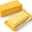 Butter Tray With Cover And Knife,Food Grade Plastic Butter Dishes With Lid And Stainless Steel Cheese Knife For Countertop,Yellow Cheese Storage Container
