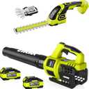 EWORK Cordless Leaf Blower and Hedge Trimmer Combo with 2 x 3.0Ah Batteries, Fast Charger, Electric Leaf Blowers for Lawn Care, 2-in-1 Electric Shrub/Bush Trimmer & Grass Shears (Cordless Leaf Blower & Hedge Trimmer Combo, Green)