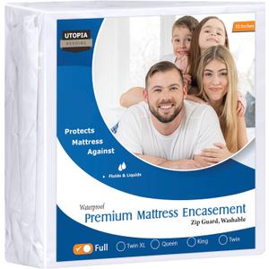 Utopia Bedding Premium Waterproof Bed Bug Mattress Cover, Full Zippered Mattress Protector, 10 Inches Deep, Dust Mite Proof 6-Sided Mattress Encasement for Bed
