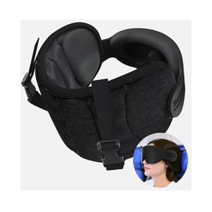 SARISUN Travel Pillows for Airplanes, Airplane Pillow for Long Flight, Airplane Head Strap with Eye Mask for Sleep, Travel Neck Pillow for Car Road Trip, 360° Support Headrest, Stop Bobblehead, Black