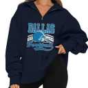 KIDDAD Football Sweatshirt for Women Game Day Graphic 1/4 Zip Shirts Football Team Fans Long Sleeve Pullover Tops (L)