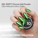 GELPARTY 16 Colors Chrome Nail Powder Set, Premium Mirror & Holographic Effect Pigment Metallic Gold, Silver, Chameleon, Aurora Nail Art Glitter Includes 16 Sponge Applicators for Gel Polish Design