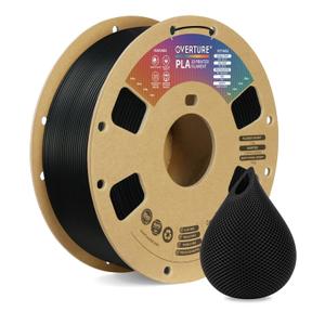 OVERTURE PLA Filament 1.75mm PLA 3D Printer Filament, 1kg Cardboard Spool (2.2lbs), Dimensional Accuracy +/- 0.02mm, Fit Most FDM Printer (Black 1-Pack)