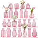 BEAHOT 24 Pack Pink Bud Vases in Bulk,Mini Glass Vintage Vases for Centerpieces,Wedding Decor, Small Flower Vases for Party & Home Decaration,Mother's Day (Pink)