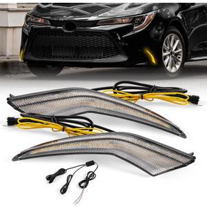 LED Fog Light,Daytime Running Fog Light Assembly,Amber/White/Blue DRL Fog Light Replacement fit for Toyota Corolla L LE XLE Hybrid 2020 2021 2022,Front Bumper Fog Lamp W/Wiring Harness,2PCS