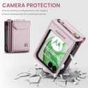 ASAPDOS Crossbody Case Compatible with Moto Razr+ Plus 2024/2025,Retro PU Leather Strap Wristlet Flip Case with Magnetic Closure and Card Holder for Men Women Rose Gold