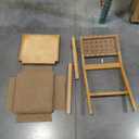 Nathan James Cohen Mid-Century Modern Leather Bar Stool, Counter Height Chair in Solid Wood Frame with Footrest and Woven Leather Back for Kitchen, Natural Brown, 1 count, Barstool - 24"