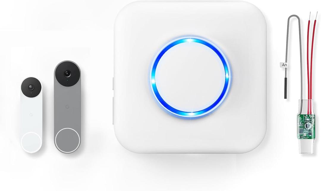 Wireless Doorbell Chime - Compatible with Google Nest Doorbell (Wired, 2nd Gen& 3rd Gen) and Google Nest Doorbell (Battery) with Wired Transmitter (1 Video Doorbell Extender 1 Receiver