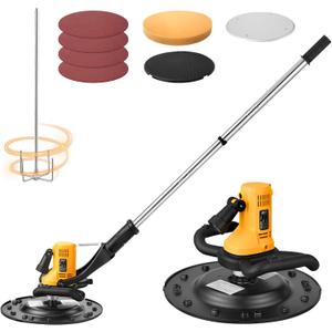 VEVOR Electric Power Trowel, 800W Concrete Finishing Machine Corded with Mixing Rod, 6-Speed Adjustable 120–200 RPM, Steel & Plastic Trowel Discs, Extension Handle, Floor Smoothing Cement Finisher