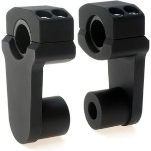 Pivoting Handlebar Clamp Risers - APE Racing Billet Aluminum Universal Motorcycle 2" Raise Clamps For 7/8" or 1-1/8" Handlebars Mount To oversize 1-1/8" Stem Clamp (Black, 1-1/8")