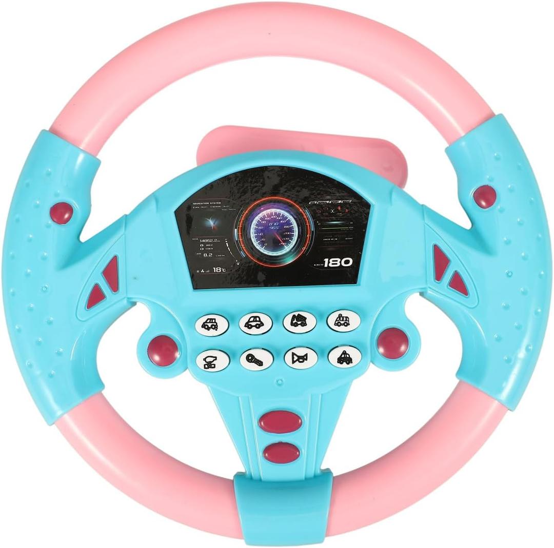 TOYANDON Kids Steering Wheel - Toddler Steering Wheel Toy, Simulated Driving Racing Car Game Controller, Pretend Driving Toy with Light and Music Electric Sounding Effects for Boys Girls (No Battery)