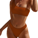 YIMISAN Women's Ribbed Bikini Sets One Shoulder Top with Mid Waist Two Piece Bathing Suit  S