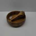 SullyHome 12" Acacia Wood Salad Bowl with Serving Spoons