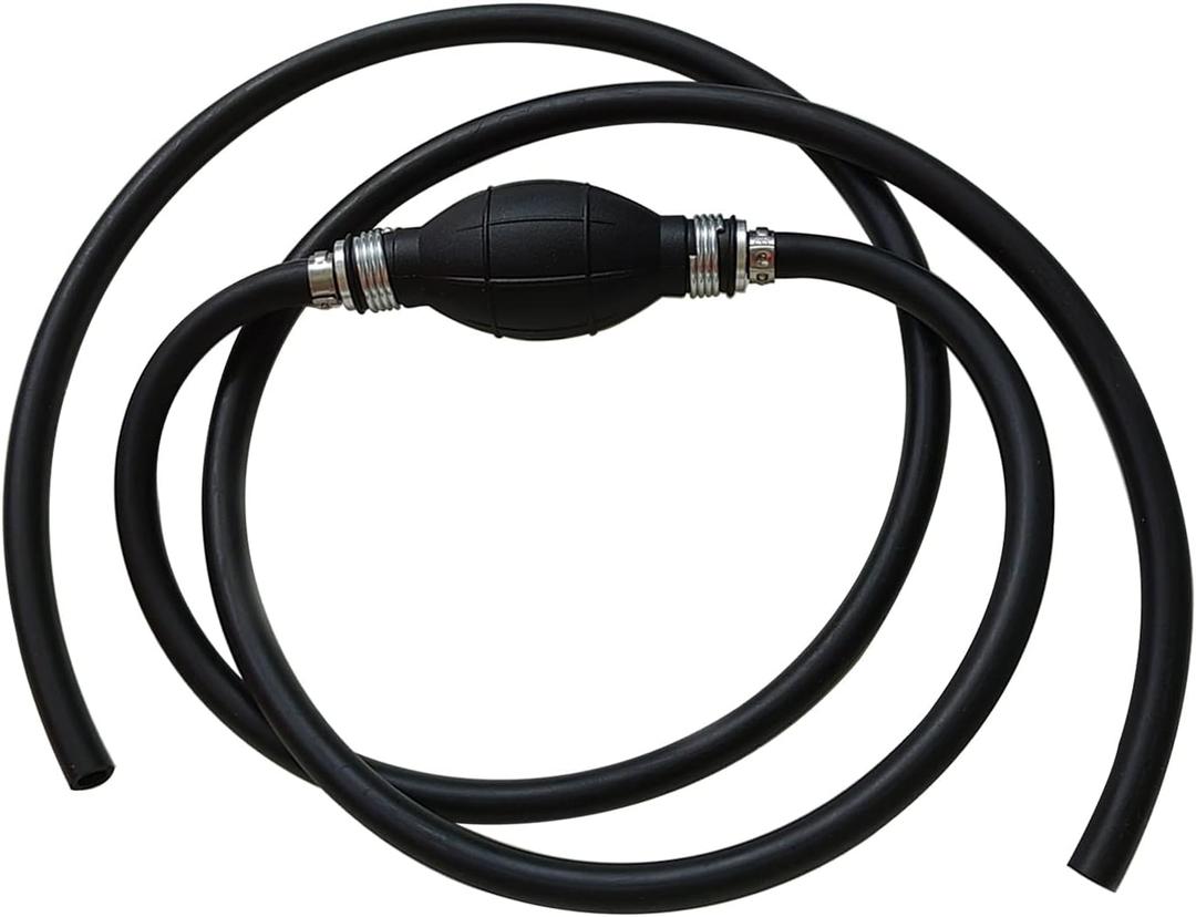 Universal 5/16" 8mm Fuel Line Assembly with Primer Bulb - Steel Hose Clamps for Marine Outboard Boat Motor & RVs