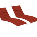 Sundale Outdoor Olefin Quilted Lounge Cushion Set of 2, Patio Foldable Chaise Lounger Cushion, Water-Resistant Lounge Chair Pad with Straps Red, 80 x 26 inches