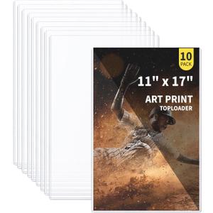 10-Pack 11 x 17 Inch Art-Print-Toploaders - Premium Art Print Topload Holders, Crystal Clear Art Print Top loaders, Hard Plastic Sheet Protectors for Photographs, Lithographs, Artworks, Collectibles