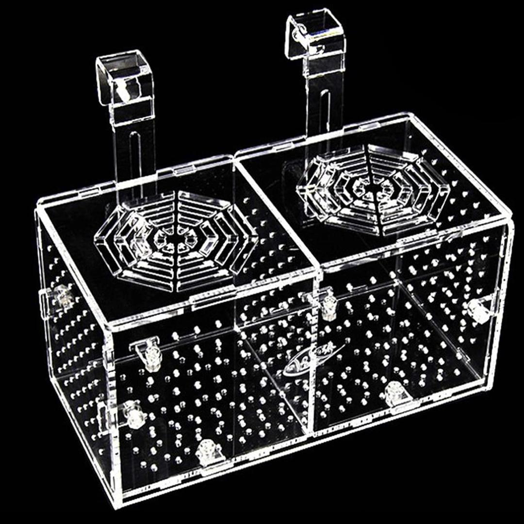 Hamiledyi Acrylic Breeding Isolation Box - Transparent Aquarium Hatchery for Guppy/Shrimp/Small Fish, Safe Nursery Tank with Air Tube & Suction Cups(7.8"  3.9"  3.9")