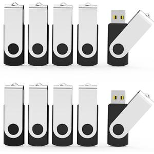 Aiibe 10 Pack 8GB USB Flash Drive Flash Drives USB 2.0 Thumb Drive Memory Stick Zip Drives Bulk (8GB, 10 Pack, Black)