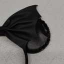 JIAHANG PU Mouse Ear Black Headband with Rivet, Halloween Bat Hair Bow Hairband, Festival Masquerade Party Decoration Role Play Headwear for Women Girls