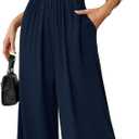 LOOKBOHO Women Dressy Casual Jumpsuits Elegant High Waist Side Ruched Romper Summer Short Sleeves Wide Leg Pants, Medium