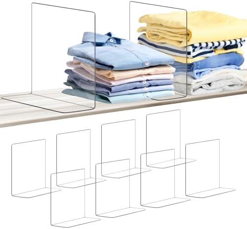 Jogori Shelf Dividers for Closet Organization: Durable Clear Acrylic Divider Organizer for Shelves - Vertical Adjustable Shelving Separators for Clothing Purse