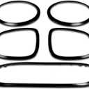 5PCS Front Grille Frame Surround Trim Headlight Taillight Trim Ring Compatible with 2014-2021 Cooper F55 F56 F57 51137449207 Glossy Black