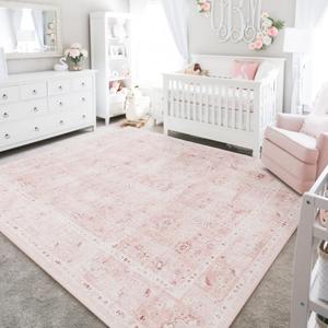 LIMON HOME Area Rugs 8x10 for Living Room,Ultra Soft Non-Slip Large Floral Print Rug for Nursery, Kids, Girls,Ligth Pink Carpet for Bedroom,Dining Room Office