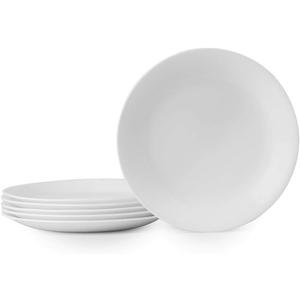 Corelle Vitrelle 6-Piece Salad Plates Set Triple Layer Glass and Chip Resistant, 8-1/2-Inch Lightweight Round Plates, Winter Frost White