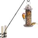 Deck Hook-Deck Railing Plant Hanger Outdoor,Bird Feeder Hanger for Deck Railing W/Double Clamps, Fence Shepherds Hooks Bracket for Hanging Hummingbird Feeder,Planter,Flower Baskets-360°Rotating Pole