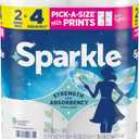 Sparkle Pick-A-Size Paper Towels, Spirited Prints, 2 Double Rolls, Strong 2 Ply Towels for Kitchen Cleanup and Everyday Messes