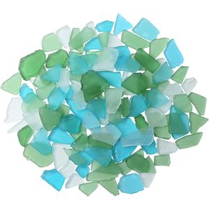 Sea Glass for Crafts - 16oz Versatile Decorative Frosted Seaglass Pieces - Vase Filler, DIY Art Craft Supplies - Beach Weddings, Home Decor, Aquariums Decor (Green/Aquamarine/White)
