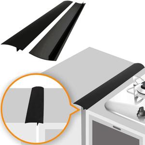 Lindas Essentials Silicone Stove Gap Covers (2 Pack), Heat Resistant Oven Gap Filler Seals Gaps Between Stovetop and Counter, Easy to Clean Stove Gap Guard (21 Inches, Black)
