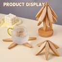 Natural Foldable Black Walnut Wooden Trivet Set - 4 Trivets + 1 Stand for Hot Dishes, Pot, Bowl, Teapot, Hot Pot Holders(Beech)