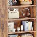 Zenira 5 Tier Bookshelf for Bedroom, 47" Wood Tall Bookcases and Bookshelves. Floor Standing Book Shelf Display Storage Shelves for Bedroom Library Living Room Home Office, Rustic Brown