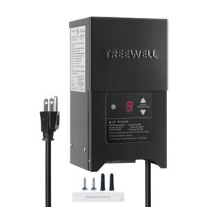 300W Low Voltage Landscape Transformer, Outdoor Landscape Lighting Transformer with Photocell Sensor & Timer, 120V AC to 12V/15V AC, Stainless Steel Waterproof Transformer, Black, ETL Listed