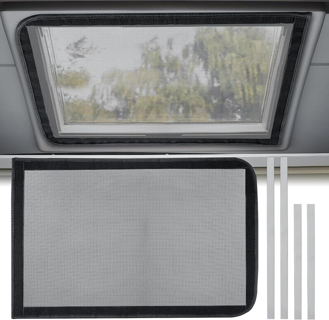 RV Vent Bug Screens, 23 " (L) x 15 " (W) RV Mesh Shade Screen Can Be Used RV Blackout Skylight Cover, Provide Visibility and Ventilation for Camper, Trailer and Van (Black)