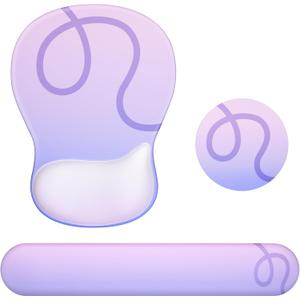 Ospelelf Keyboard Wrist Rest Set with Ergonomic Mouse Pad - 3-in-1 Memory Foam Support for Pain Relief, Office & Gaming with Coaster Purple